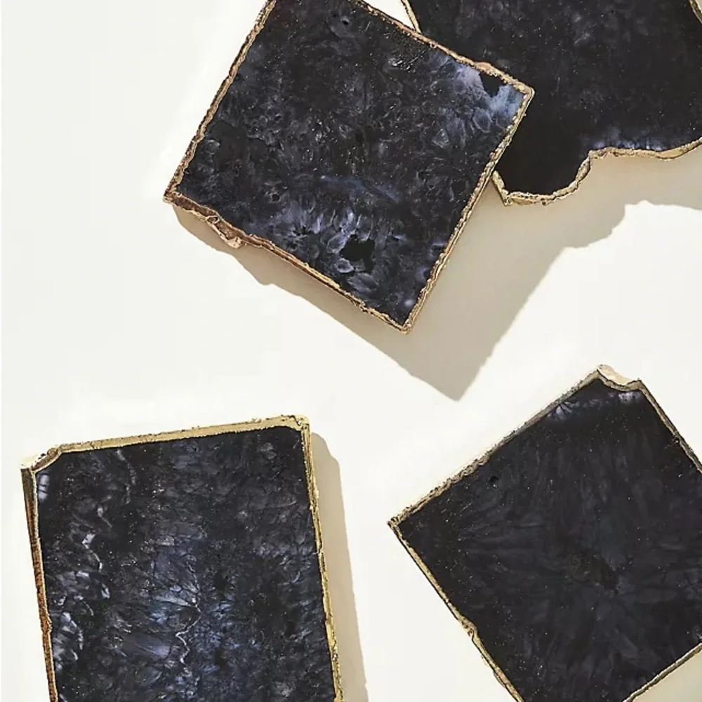 Marble coaster 1 pcs Anthropologie dark purple and gold